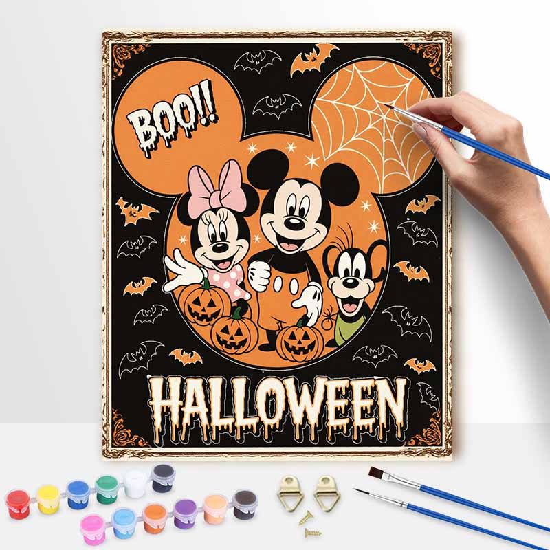 Disney Mickey Mouse Pumpkin Halloween Oil Paint by Numbers Painting Art Kit Handmade Painting Home Decor Gift