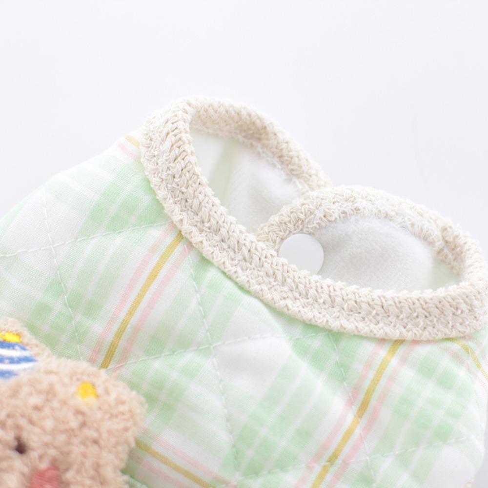 Pet Plaid Autumn and Winter Vest Bow Tie Bear Vest Teddy Dog Cartoon Plaid Cotton Coat Cute Jacket Puppy Clothes Jacket