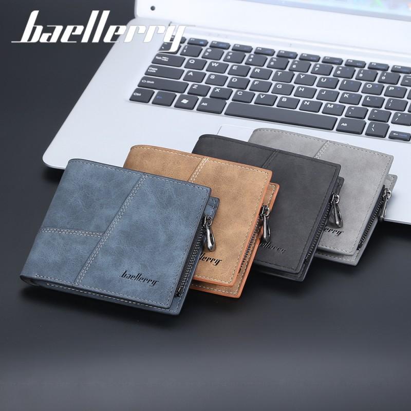 Wallet Men's Short Style European American Retro Multi Card Business Ticket Holder Vertical Zipper