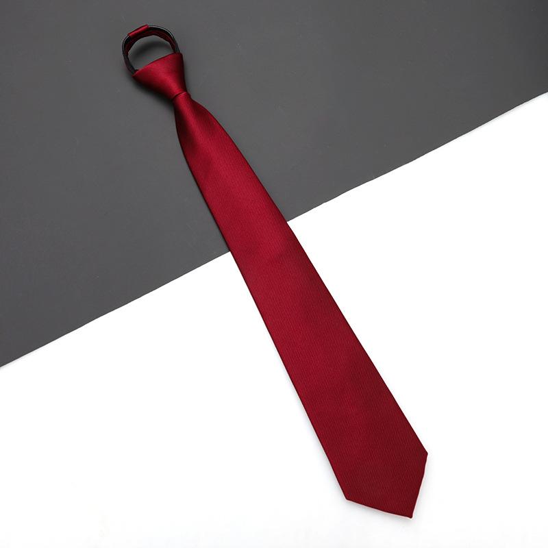 Men'S And Women'S Red Zip-Up Tie Groom Business Dress Wedding Korean Version Lazy No Striped Tie