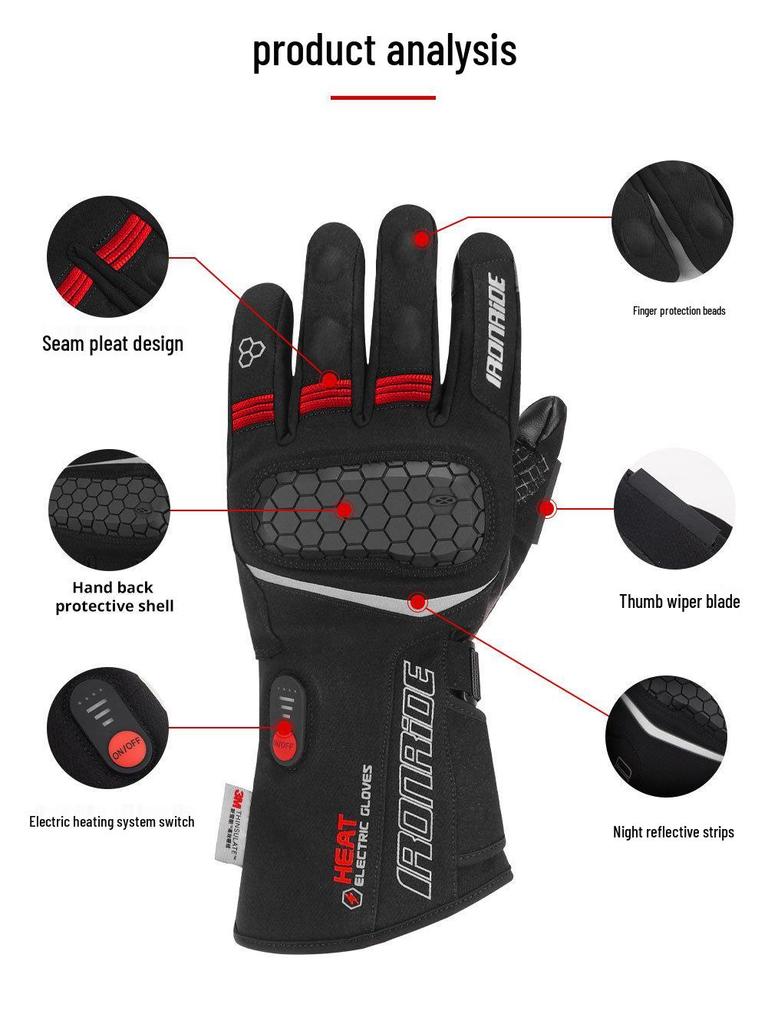 Motorcycle Heated Winter Gloves: Touchscreen, Thinsulate, Velvet-Lined for Skiing and Outdoor Use