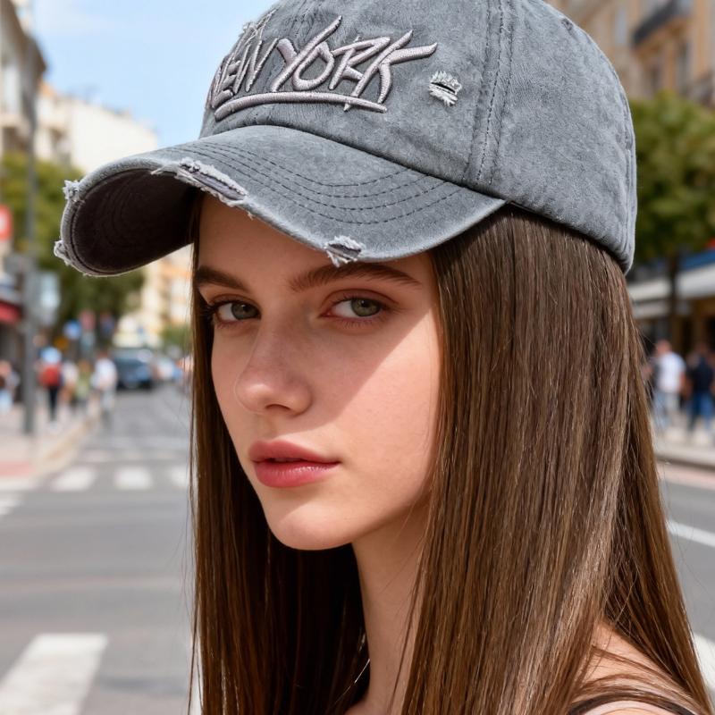 

1pc Spring NEW YORK Letter Embroidered Soft Top Sun Protection Baseball Cap for Women,bestie or Couple As A Valentine s Day Gift One Size серый