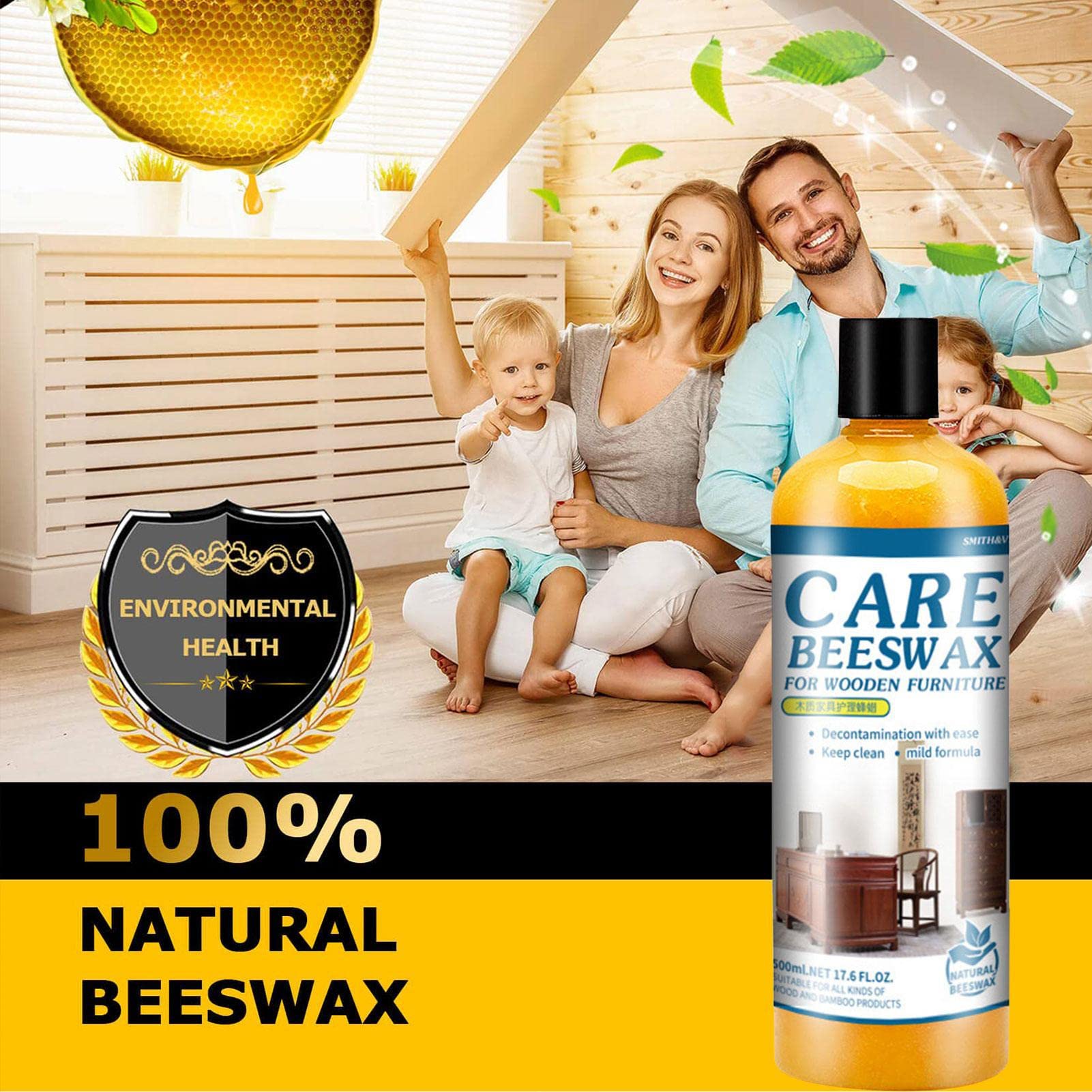 500ML Furniture Polish Maintenance Beeswax Natural Beeswax Furniture Polishing Removal Scratches Mahogany Polishing Waxing Solid