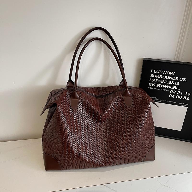 Vintage Tote Bag PU Large Capacity Shoulder Bag Women's Travel Bag