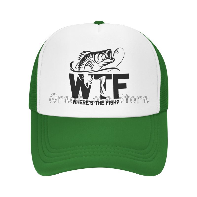 WTF Where's The Fish Print Mesh Baseball Cap Unisex Adjustable Snapback Caps Dad Fishing Hat Summer Sun Protection Hats