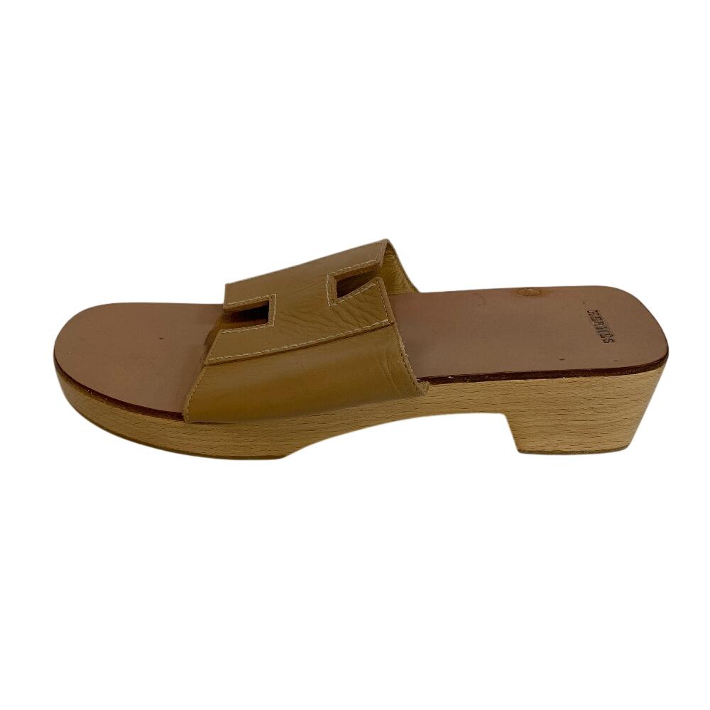 

HERMES Flat shoes, pumps, H-shaped, wood sole Wood Kevral Sandals beige Wood Used