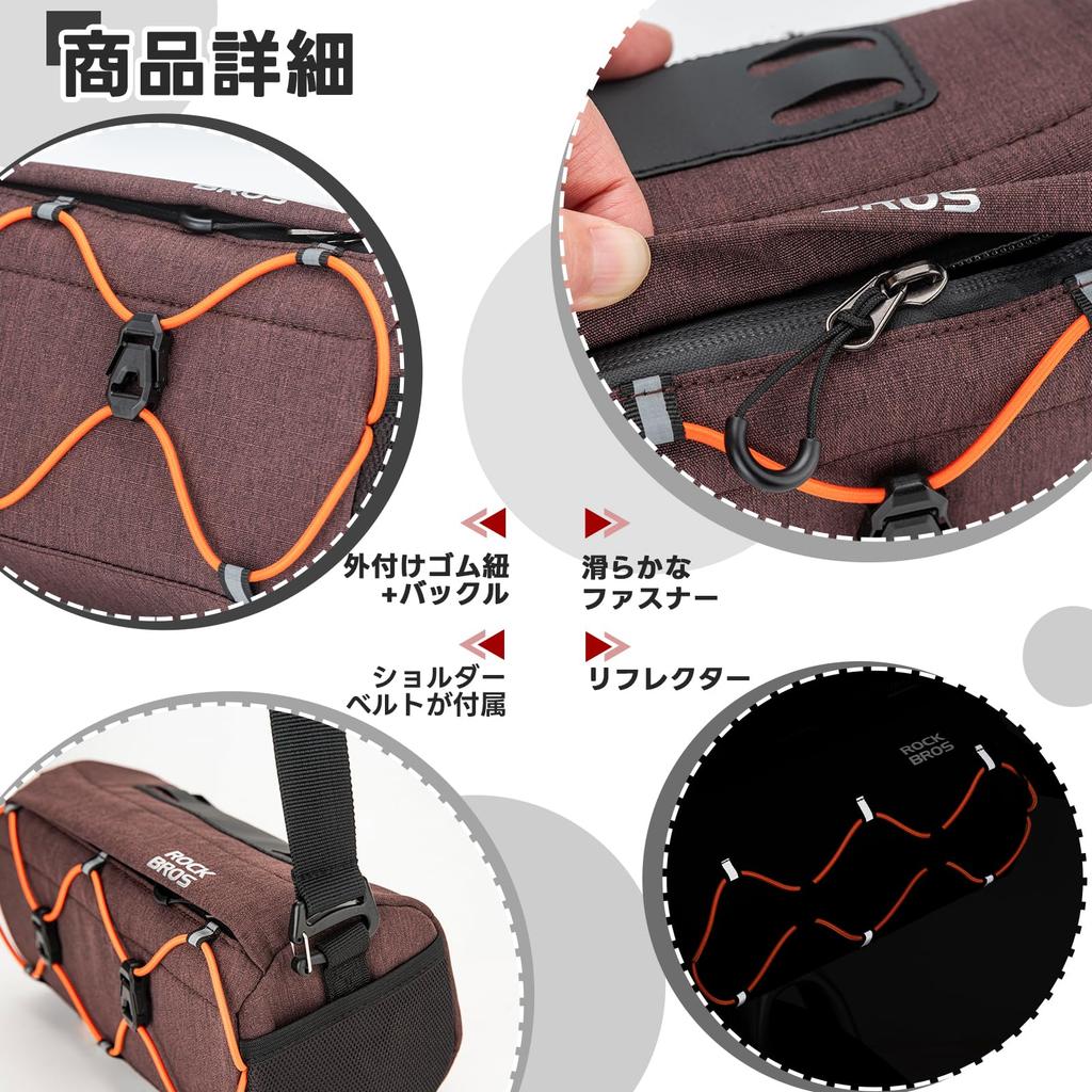 ROCKBROS Bicycle Front Large Hexagonal Small Item with Shoulder Velcro Easy for Road Mountain and Cycling Bag/Handlebar Bag, 2.2L Capacity, 2-Way,