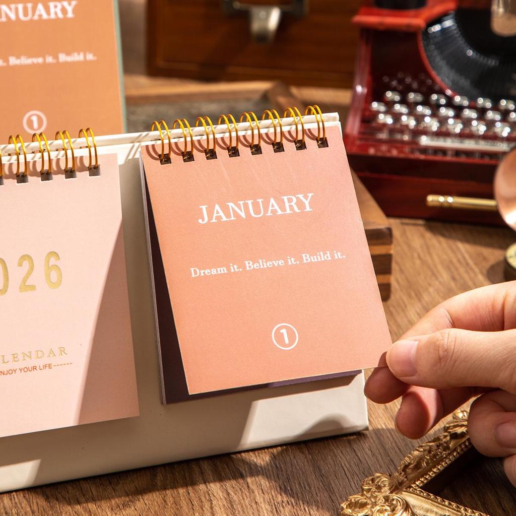 2026 Desk Calendar: Year of the Horse, English, Double-Row Planner with Motivational Quotes, Desktop Memo & Office Decor