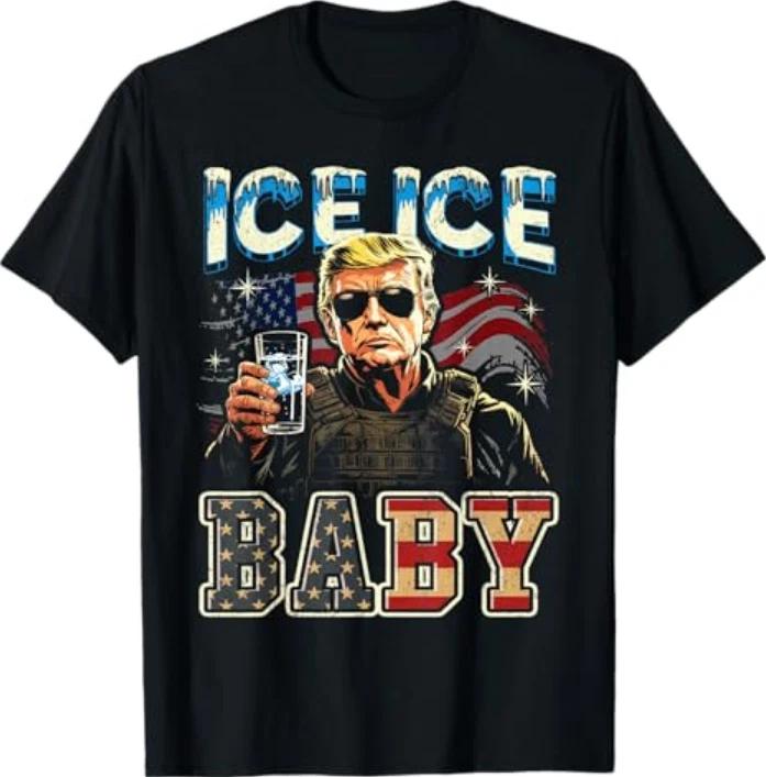 Vintage Ice Baby Funny Trump 100% Cotton T-shirt Mens Tees Top L