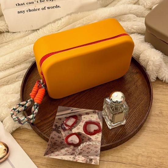 Silikonová úložná taška s velkou kapacitou, vodotěsné zapínání na zip, přenosná make-up taška, kosmetický organizér