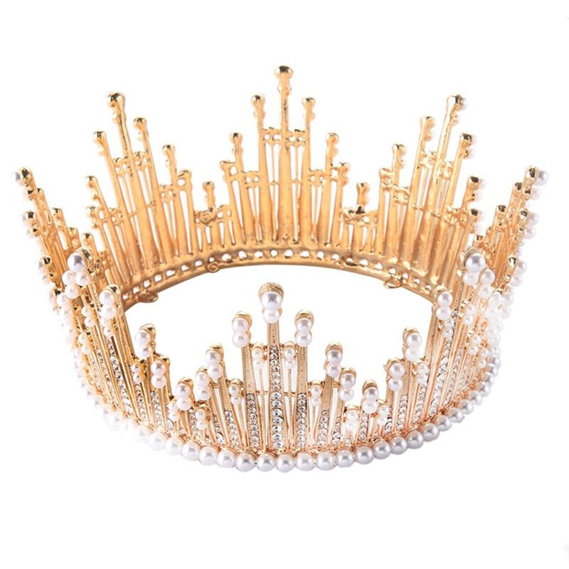 Luxury Full Rhinestone Tiara Crowns for Women/Girls Pageant Prom Round Diadem Wedding Bridal Hair Jewelry Accessories