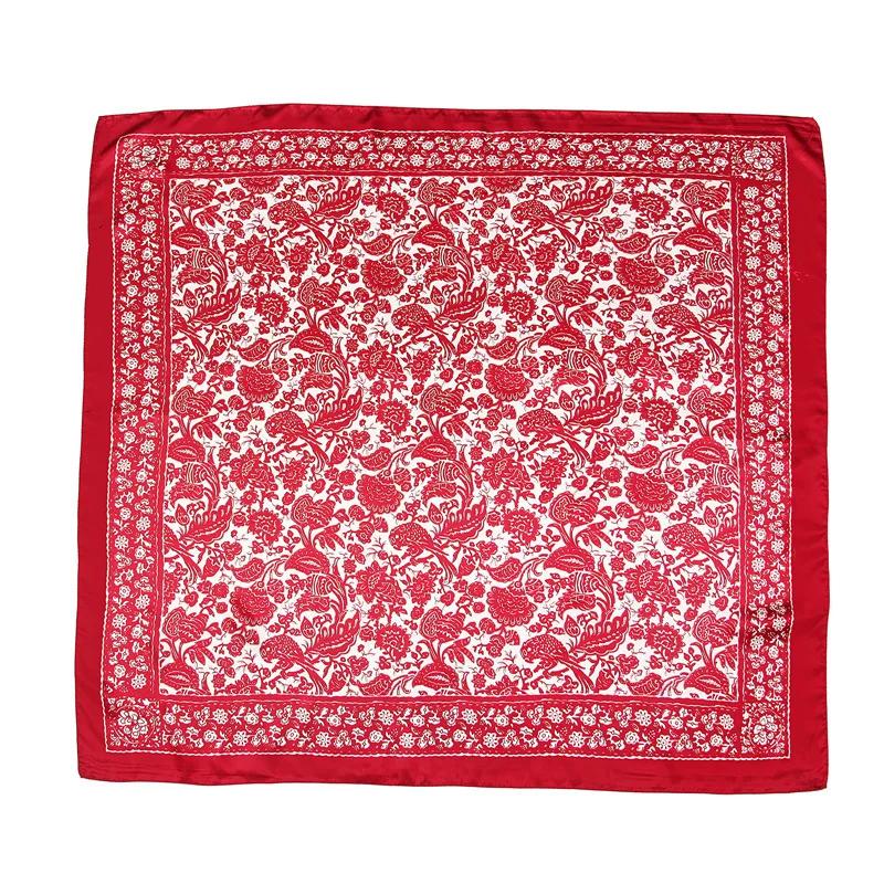 

Fashion Paisley Print Kerchief Silk Satin Hijab Scarf For Women Square Shawls Wraps 90*90cm Bandana Head Neck Scarfs For Ladies 90x90cm