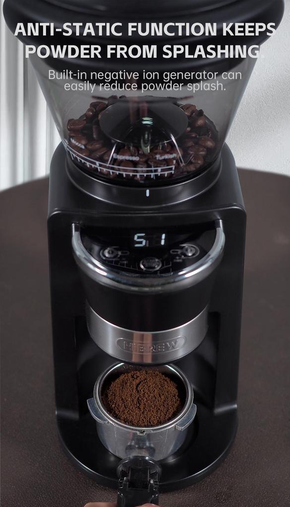 HiBREW G3 Electric Coffee Grinder, 34-Gear Scale, 210g Bean Container, 100g Powder Tank, 48mm Conical Burr, Anti-Static Function, Manual/Auto Mode