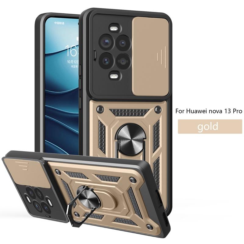 Armor Ring Stand Funda For Huawei Nova 13 Pro Nova 13 5G Case Shockproof Slide Lens Protect Phone Cover for Nova13 Nova13Pro