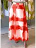 Women's Plaid Print Long Skirt A-Line High Waist Maxi Skirt Casual Comfortable Lightweight Fabric Skirt for Daily Wear and Outdoor Activities