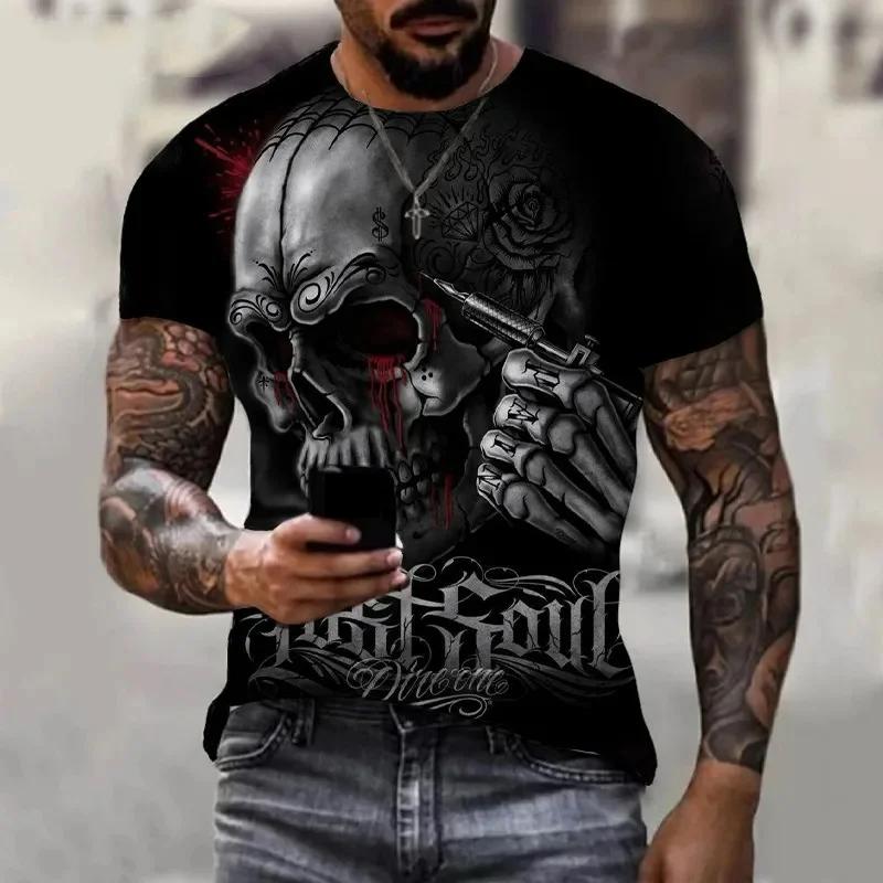 Мужские футболки Terror Skulls с 3D принтом скелета в стиле ужасов — фото 2