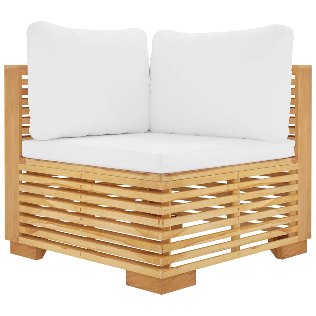 Garden Corner Sofa Set with Cushions 2 Pcs Solid Teak Wood