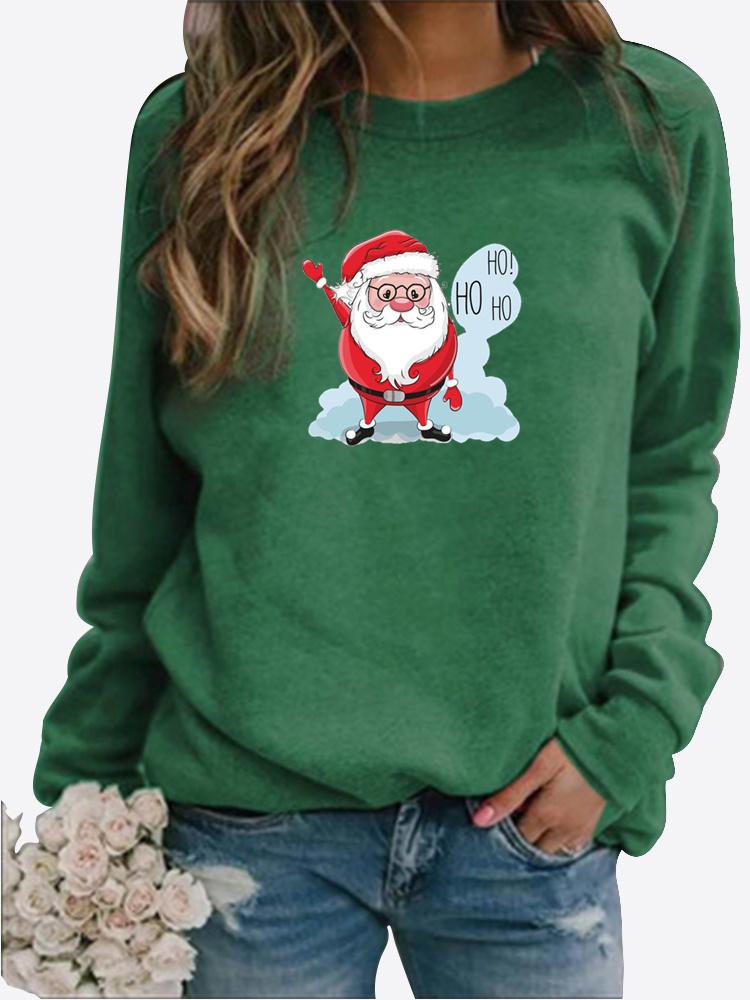 Autumn New Sweater Women Winter Long Sleeved Casual Round Neck Black Cats Printed Loose Sweatshirt Tops & Blouses Plus Size T-shirts
