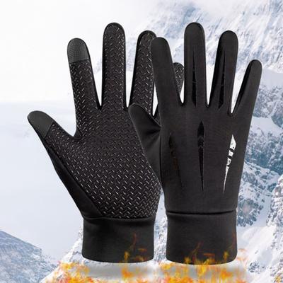 1 paire de gants d'hiver imperméables, coupe-vent, doublure en velours thermique, mitaines tactiles en silicone