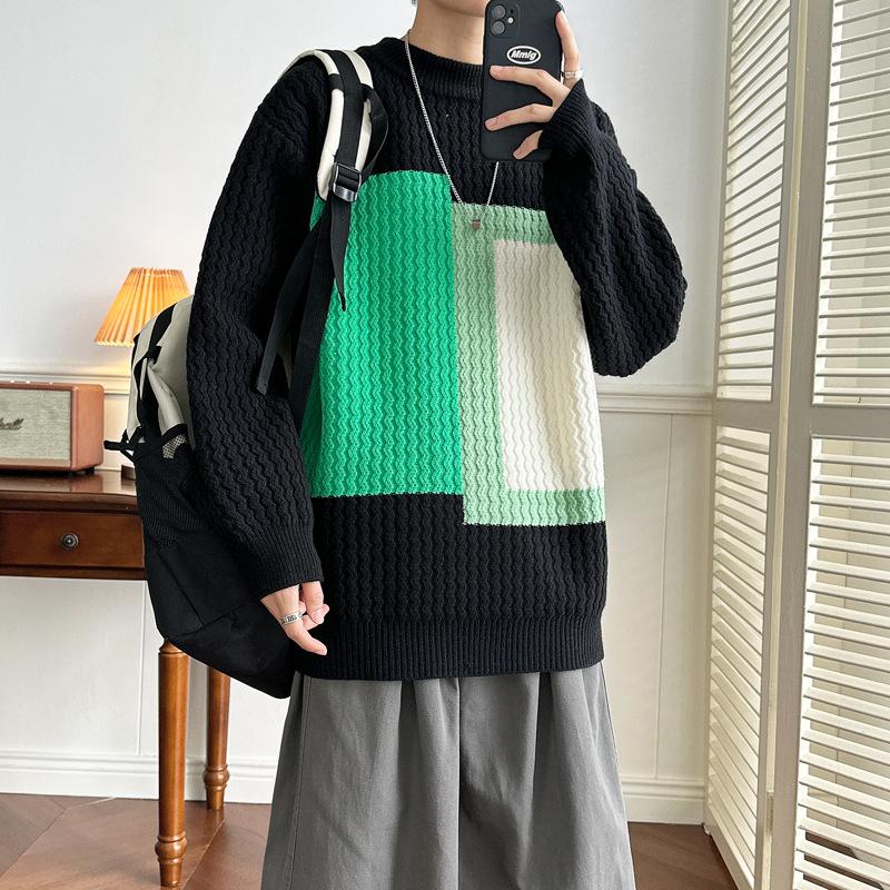 Hot Sale, Men's Semi-turtleneck Loose Sweater Knitted Sweater, Large Size Men's Line Clothing