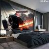 F1 Racing Car Wall Tapestry, Formula 1 Race Car Explosion Fire Scene Print Wall Hanging for Motorsport Fan Decor