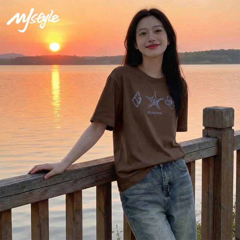MJ STYLE Women's Starfish Graffiti Short Sleeve T-Shirt