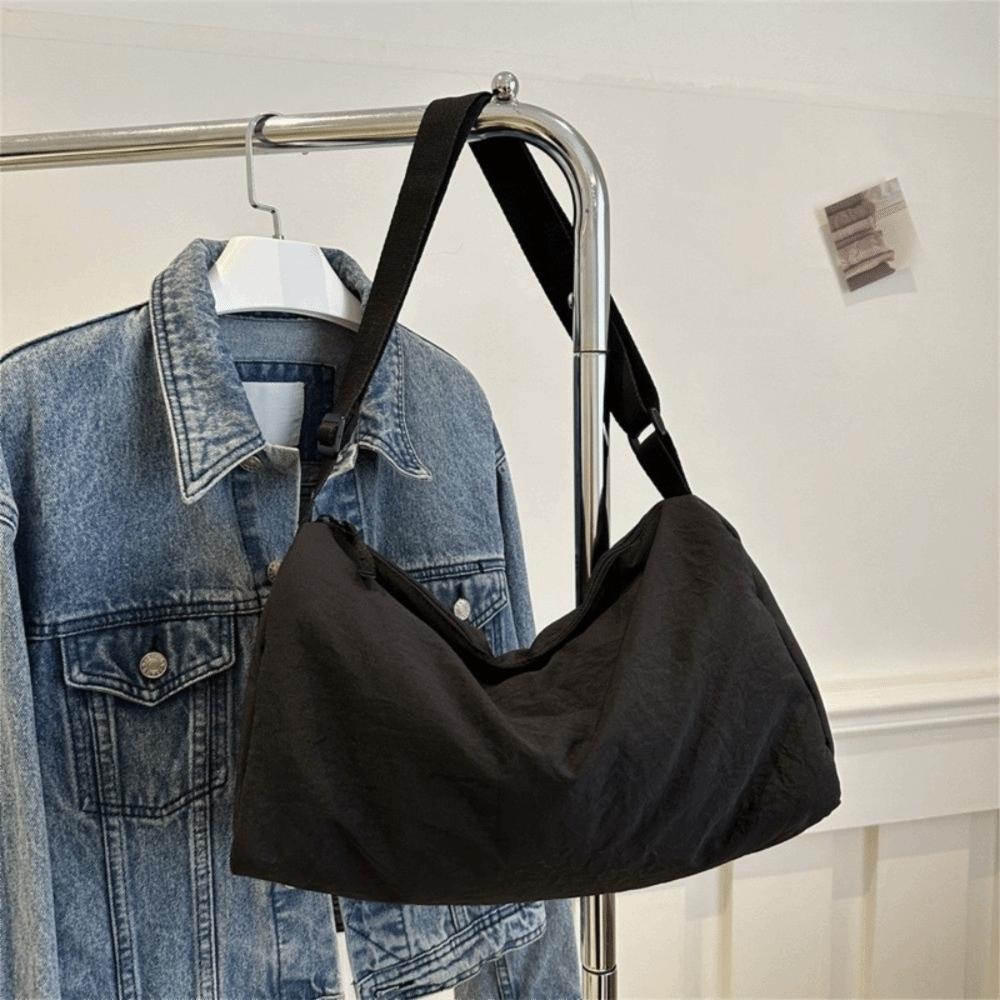 Large Capacity Simple Crossbody Bag Solid Color Canvas Pillow Bag Versatile Shoulder Bag  Women