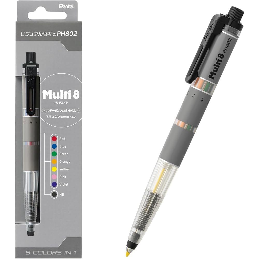 Pentel XPH802 Multi-8 Color Mechanical Pencil, 8 Lead Colors