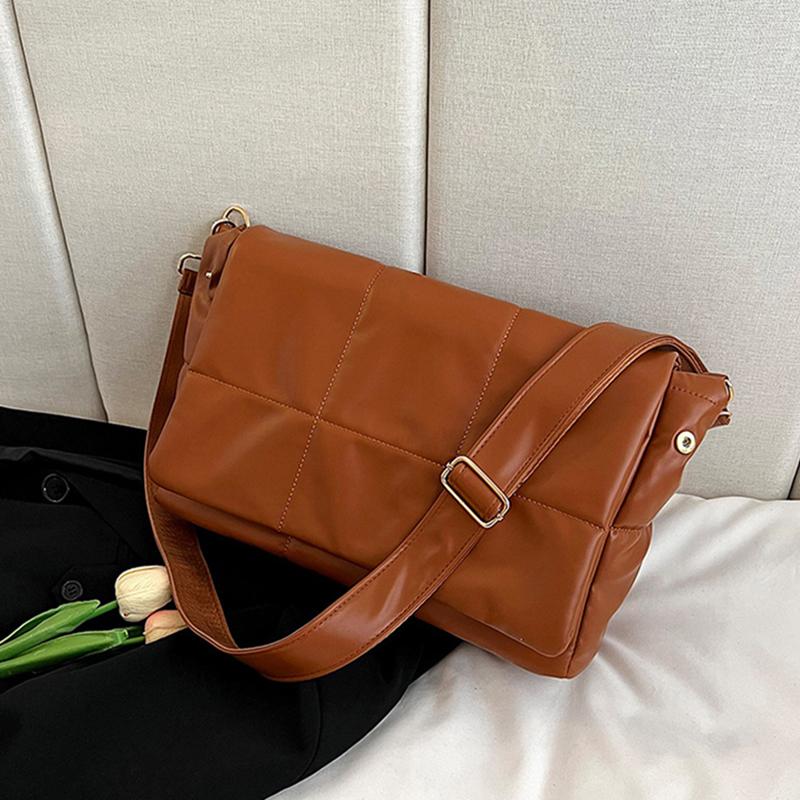 Yogodlns Vintage Luxury Designer Totes Large Capacity PU Leather Crossbody Handbag Women Brand Solid Color Quilted Shoulder Messenger Bag