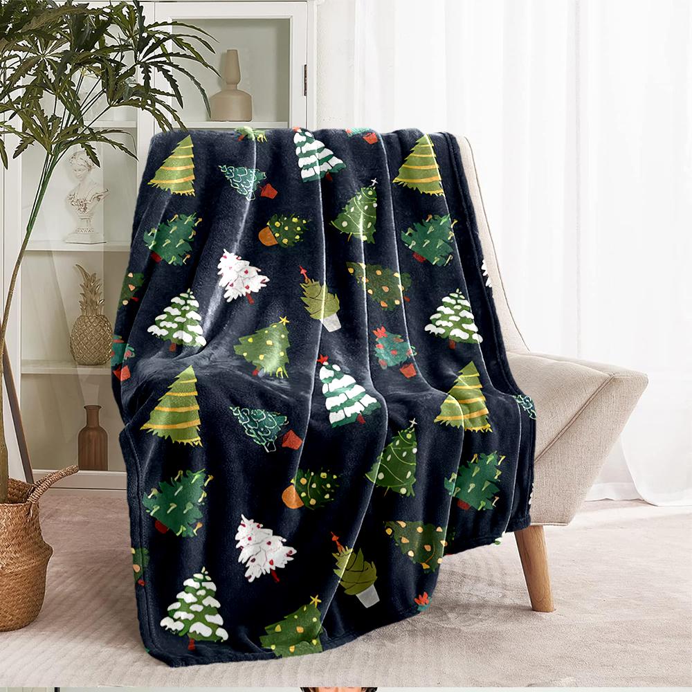 Christmas tree Theme Printed Blanket - Perfect for Couch, Bed, Travel & Outdoor Use | Machine Washable, Cozy & Durable.