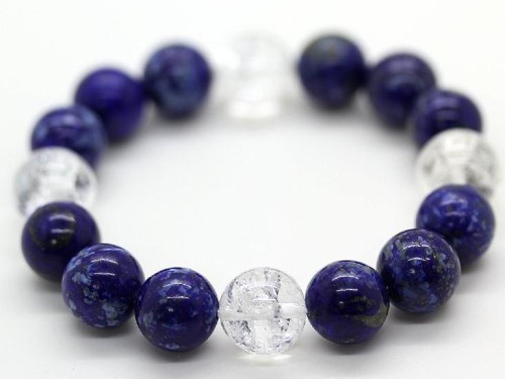 4A natural stone lapis lazuli 12mm cracked quartz 12mm rosary bracelet [Ishiki] [b258]