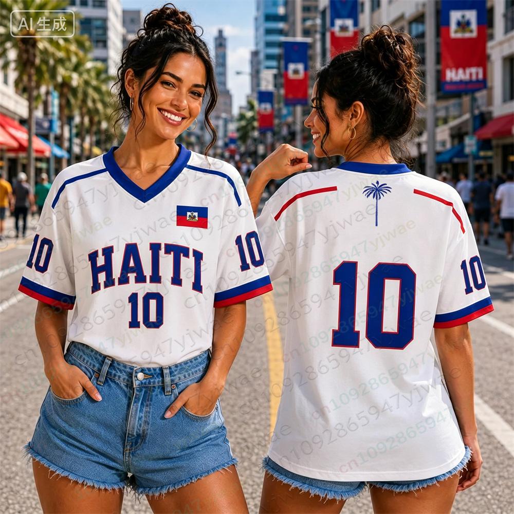 Haiti Soccer Jersey Football Fan Sports Shirt Short Sleeved Fashionable Casual Vacation Tee Summer Men S And Women S T-Shirt 4XL