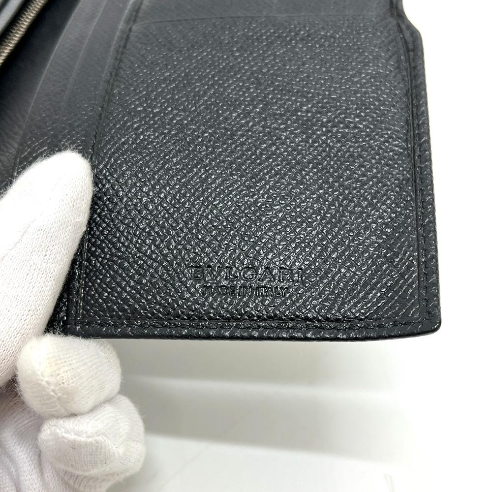 BVLGARI 33745 Bulgari Bulgari Logo Clip Bi-fold Wallet Long Wallet Leather Black