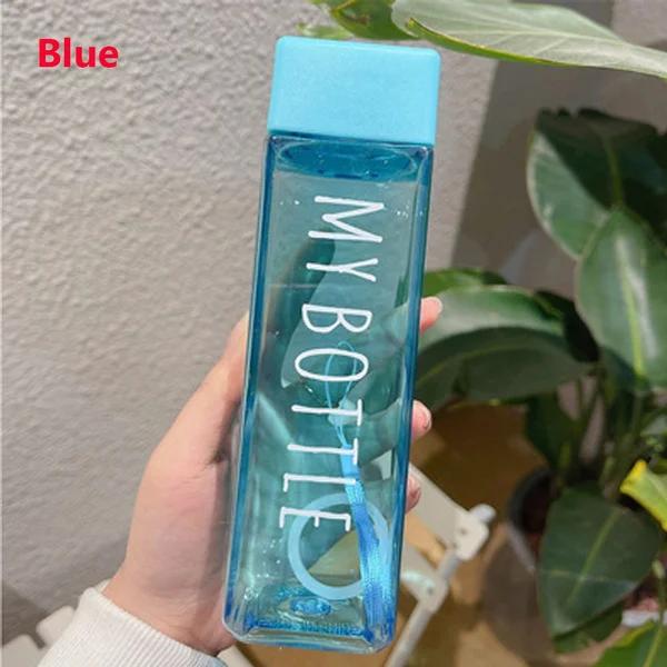 1 Pc 480ml Portable Square Plastic Water Cup Outdoor Drink Juice Water Bottles(Only Bottle)