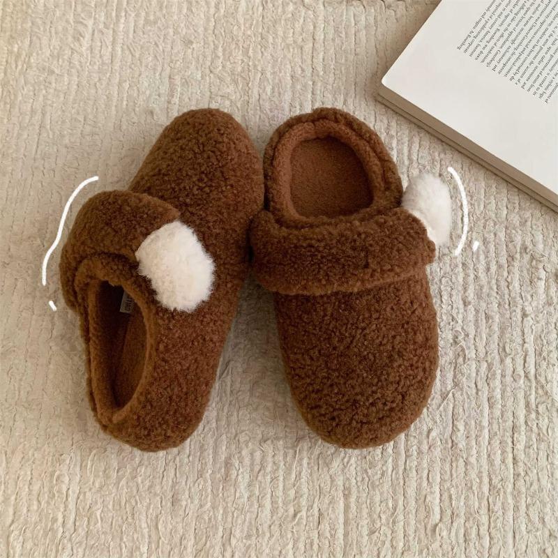 Simple Outerwear, Comfortable and Cute Home Cotton Slippers, Women's Warm and Comfortable Woolen Shoes