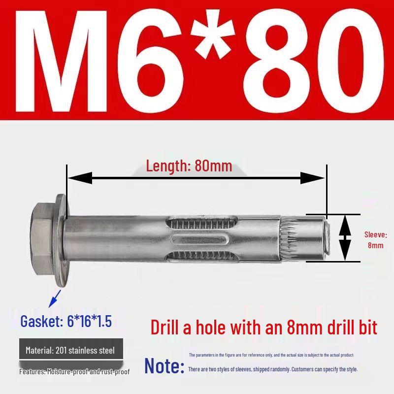 Stainless Steel Expansion Bolt with External Hex & Built-in Hole