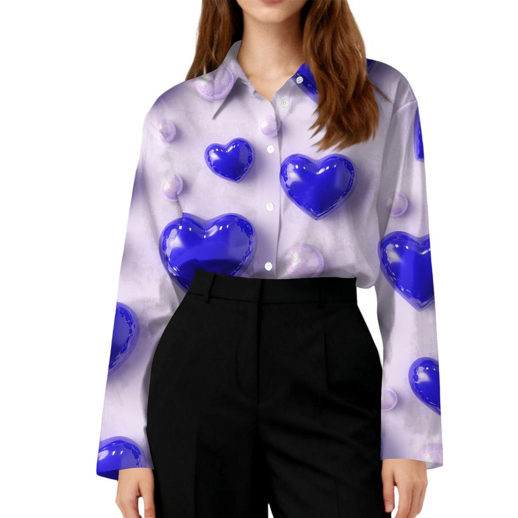 Women's Buttoned Long Sleeved Casual Regular Shirt With Collar Top