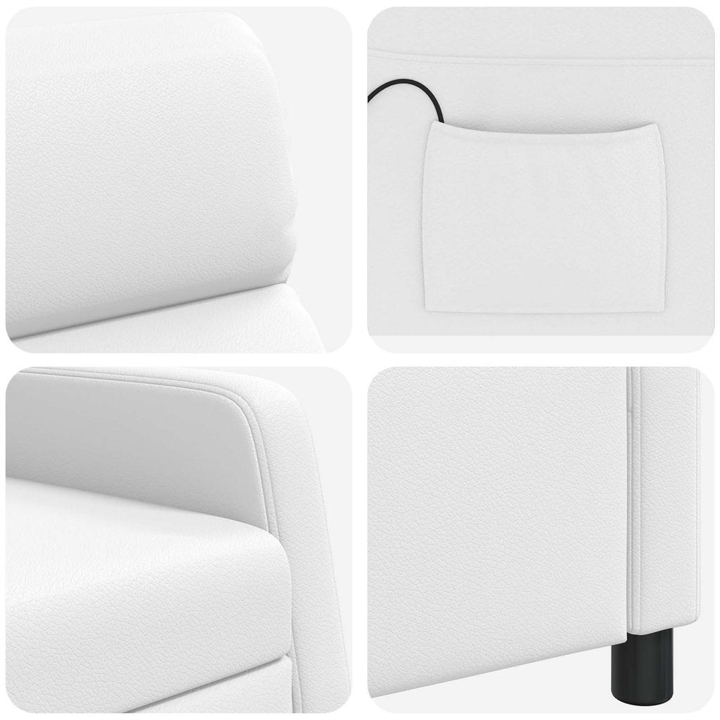 Massage Recliner Chair White Faux Leather