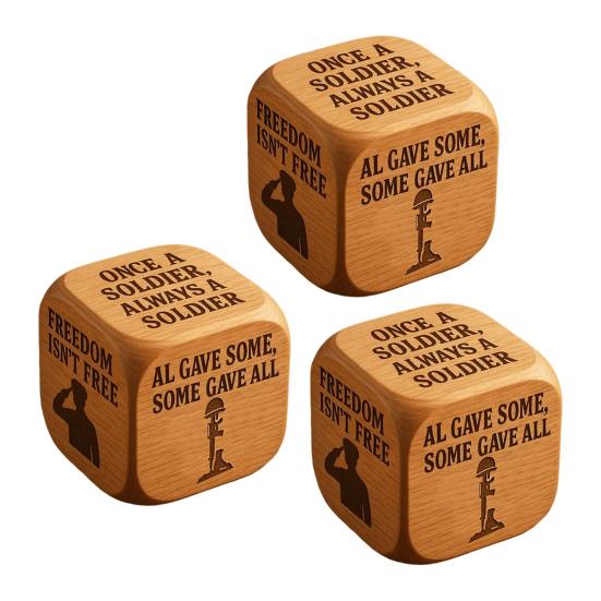 Veteran's Day Dice Handmade Wooden 6 Sides Decision Dice Veterans Souvenirs Appreciation Gifts for Patriotic Party Decoration