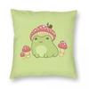 Funda Cuadrada para Cojín Kawaii Rana Sombrero de Champiñón Poliéster Lino Terciopelo Cremallera Decorativa Creativa Funda para Cojín de Lanzar Cubierta de Cojín para Habitación