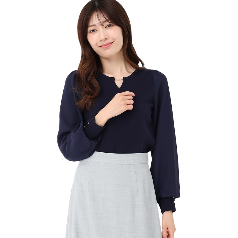 

Mishmash Knit Chiffon Long For Office Navy Women s Sweater, Pullover, Sleeve, Work, Casual, Commuting, MM518308,