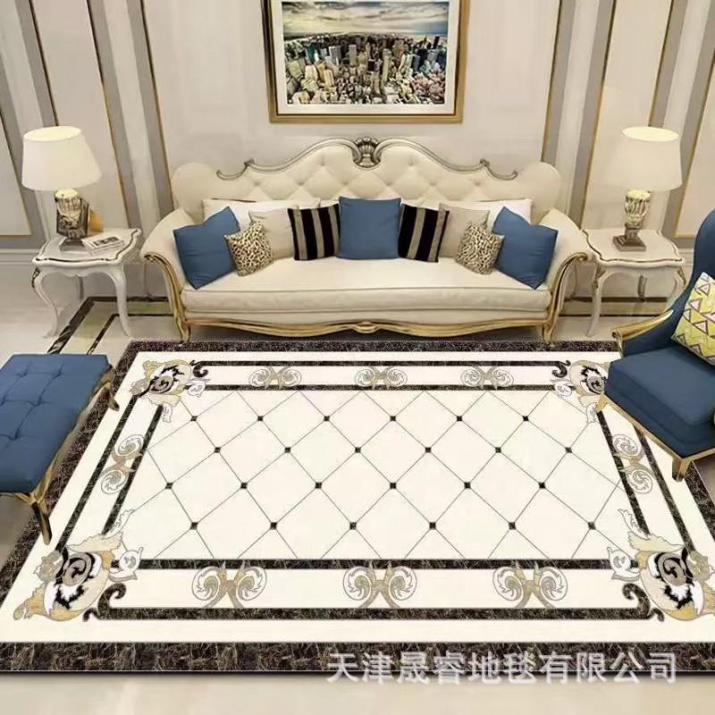 Modern Marble Print Area Rug Living Room Sofa Coffee Table Decorative Floor Mat Crystal Velvet Non-Slip Durable Washable
