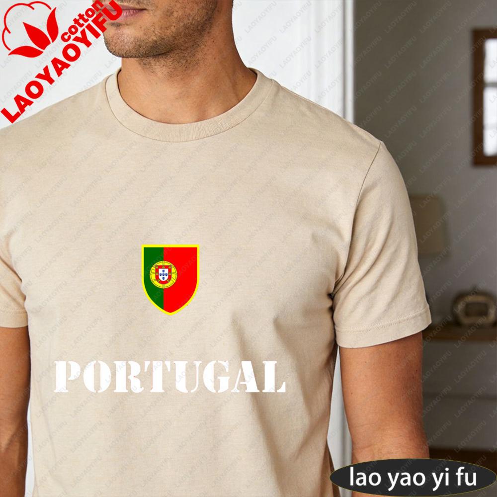 Portugal Soccer Graphic Tshirt Unisex Summer Cotton Short Sleeve Shield Flag Soccer Fan Soccer Party Supplies Casual Daily Wear
