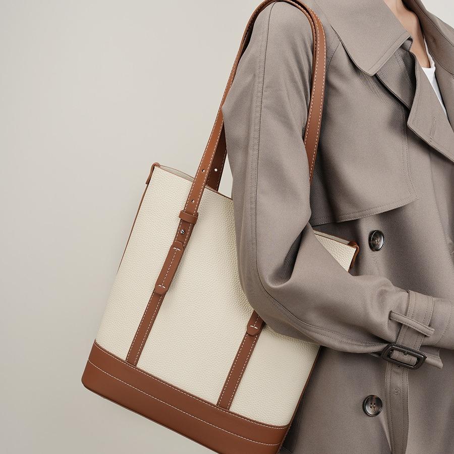 Commuter Bucket Bag New Versatile Large-capacity Women's Bag Cowhide Premium Shoulder Bag