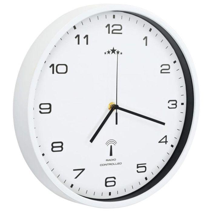 VidaXL Radio-Controlled Wall Clock with Quartz Movement White Living Room Kitchen 50616