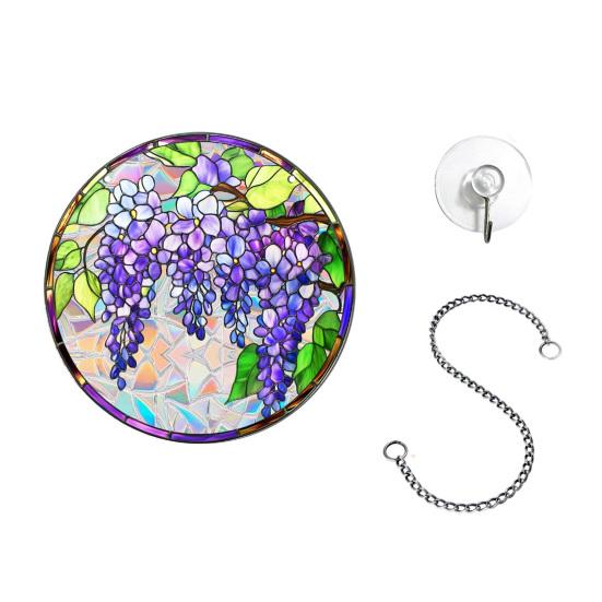 

Stained Glass Window Hanging Ornament Colorful Acrylic Suncatcher Panel with Chain And Suction Cup for Home Garden 4