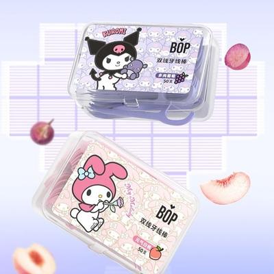 BOP - Einweg-Plastikstiel-Zahnseiden-Stäbchen mit zwei Fäden Sanrio Limited Edition - 2 Geschmacksrichtungen