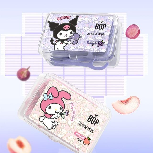 

BOP - Одноразовый пластиковый держатель для зубочистки-флосса Sanrio Limited Edition - 2 вкуса Kuromi (Vitality Peach) - 50pcs