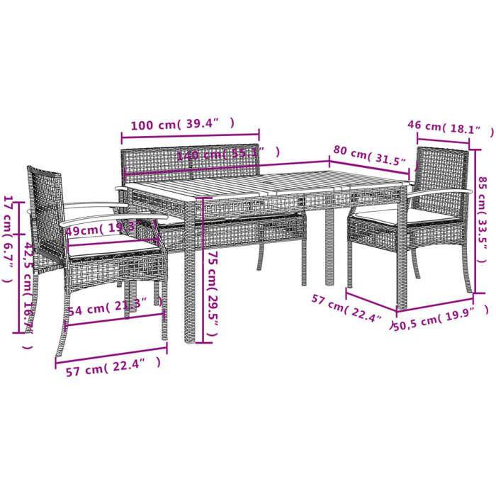 VidaXL Ensemble à Manger de Jardin avec Coussins 5 pcs, Table et Chaise de Terrasse, Meubles de Patio, Mobilier d'Extérieur, 3213577