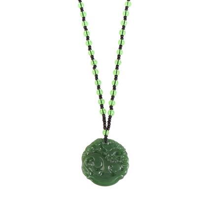 Classic Green Pendant Jade Necklace  Charm Jewelry Carved Blessing Lucky Amulet Gifts